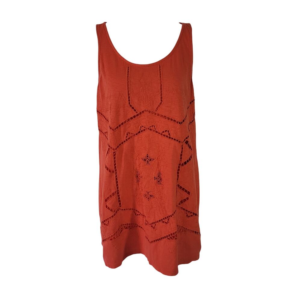 Soma Size L Sleeveless Eyelet Embroidered Tank Top Blouse Orange Casual‎